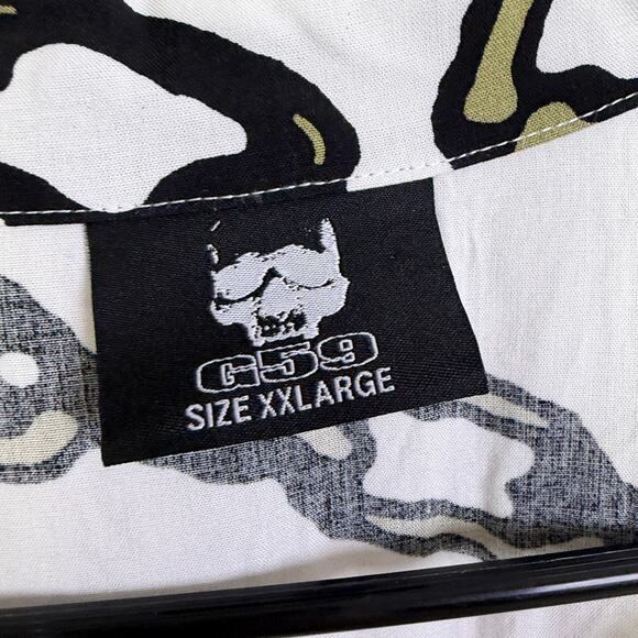 G59 Records Chained Shirt Mens 2XL White Short Sleeve Button Up Rap Rayon NWOT - Picture 6 of 11